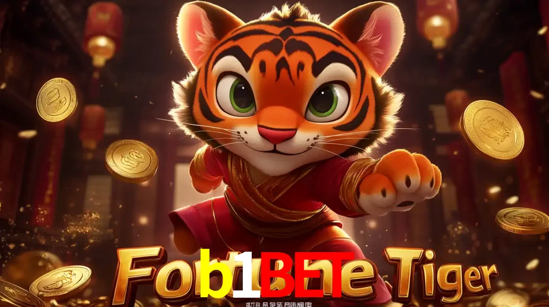 O carismático mascote do jogo de slot Fortune Tiger, um tigre fofo em pose de artes marciais, pronto para trazer sorte e multiplicadores de ganhos no cassino online b1bet.